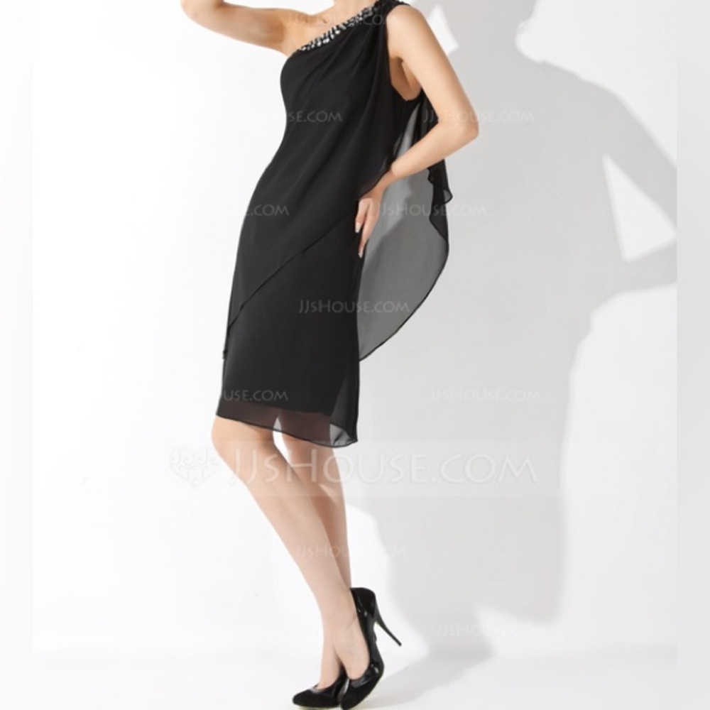 NEW JJ's House Sheath/ Column One Shoulder Knee-Length Chiffon Dress-Size 8